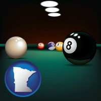 minnesota map icon and a billiards table at a recreation facility