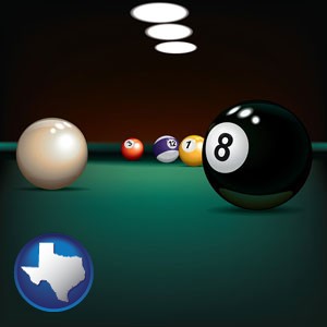 a billiards table at a recreation facility - with Texas icon