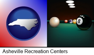 Asheville, North Carolina - a billiards table at a recreation facility