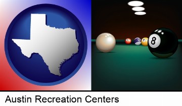 a billiards table at a recreation facility in Austin, TX