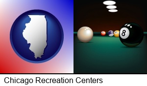 Chicago, Illinois - a billiards table at a recreation facility