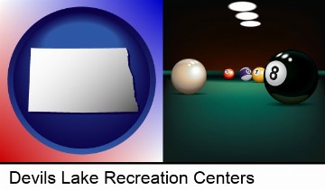 a billiards table at a recreation facility in Devils Lake, ND