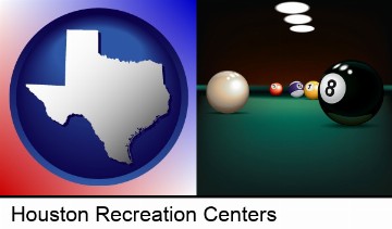a billiards table at a recreation facility in Houston, TX