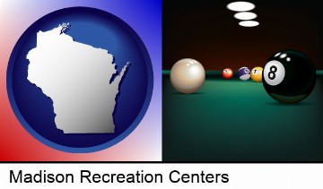 a billiards table at a recreation facility in Madison, WI