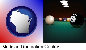 Madison, Wisconsin - a billiards table at a recreation facility