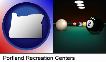 a billiards table at a recreation facility in Portland, OR