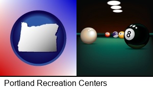 Portland, Oregon - a billiards table at a recreation facility