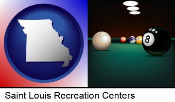 a billiards table at a recreation facility in Saint Louis, MO
