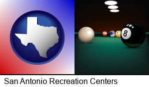 San Antonio, Texas - a billiards table at a recreation facility