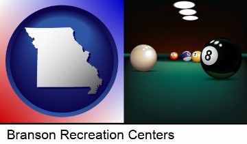 a billiards table at a recreation facility in Branson, MO