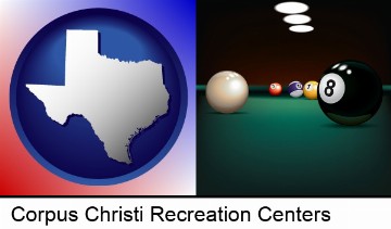 a billiards table at a recreation facility in Corpus Christi, TX