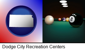 a billiards table at a recreation facility in Dodge City, KS