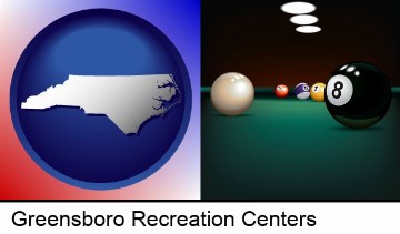 a billiards table at a recreation facility in Greensboro, NC