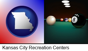 Kansas City, Missouri - a billiards table at a recreation facility