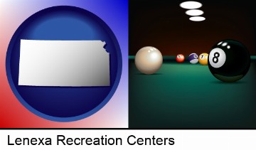 a billiards table at a recreation facility in Lenexa, KS