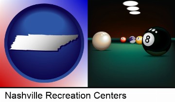 a billiards table at a recreation facility in Nashville, TN