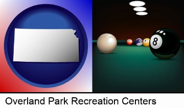 a billiards table at a recreation facility in Overland Park, KS