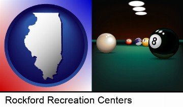 a billiards table at a recreation facility in Rockford, IL